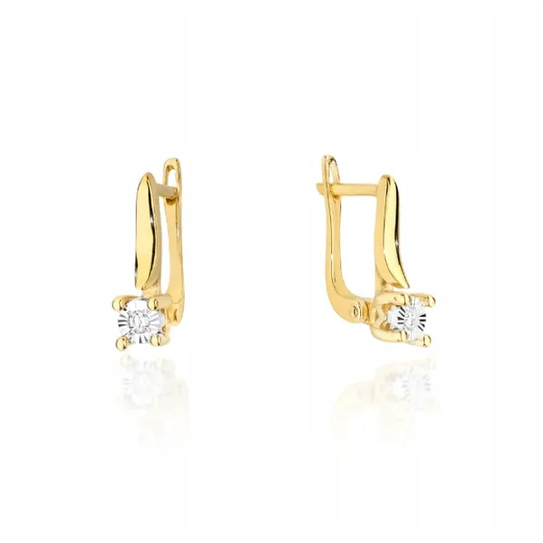 Kolczyki Złote 585 Diamenty 0,06ct Prezent