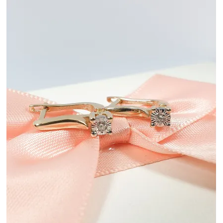 Kolczyki Złote 585 Diamenty 0,06ct Prezent