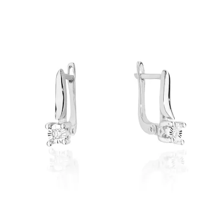 Kolczyki Złote 585 Diamenty 0,06ct Prezent