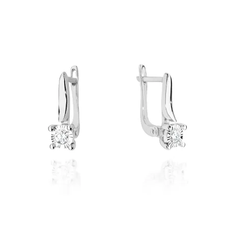 Złote Kolczyki 0,16ct Diamenty Zapięcie Angielskie