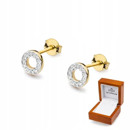 Złote Kolczyki Diamenty Kółeczka Próba 585 Prezent