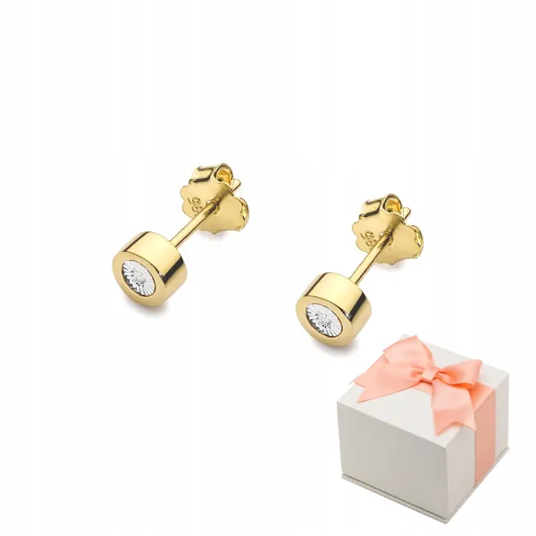 Złote Kolczyki Diament Próba 585 Prezent Sztyft