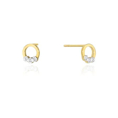 Złote Kolczyki Kółka z Diamentami Próba 585