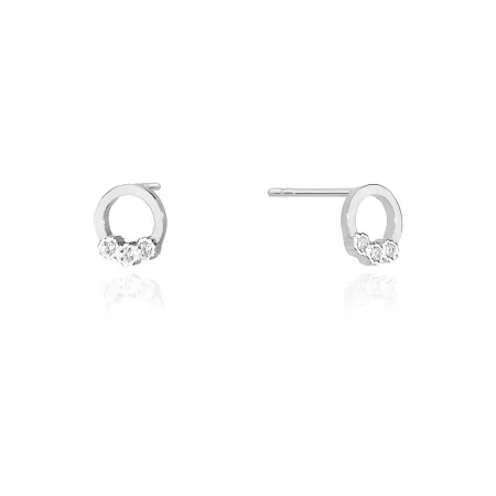 Złote Kolczyki Kółka z Diamentami Próba 585