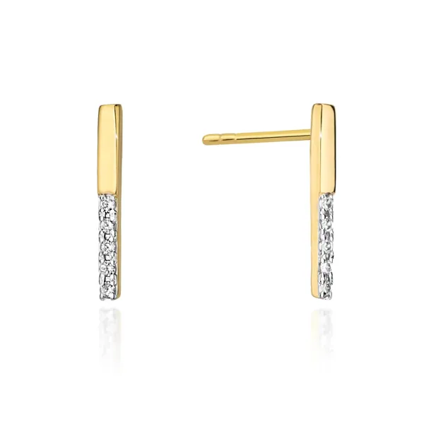 Złote Kolczyki Diamenty Próba 585 Sztyft Prezent