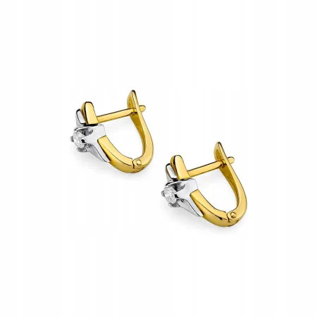 Kolczyki w Żółto Białym Złocie z Diamentami 0,16ct