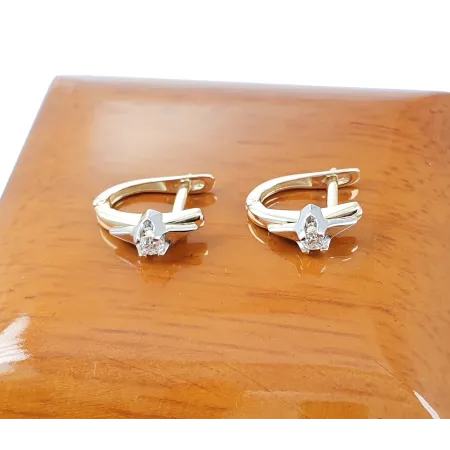 Złote 585 Kolczyki z Diamentem 0,20ct Prezent