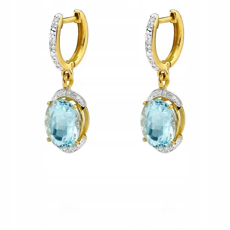 Złote Kolczyki z Topazem i Diamentami Próba 585