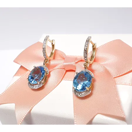 Złote Kolczyki z Topazem i Diamentami Próba 585