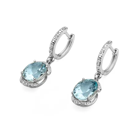 Złote Kolczyki z Topazem i Diamentami Próba 585