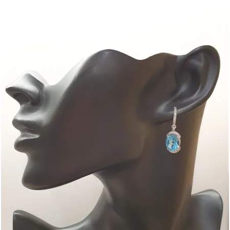 Złote Kolczyki z Topazem i Diamentami Próba 585