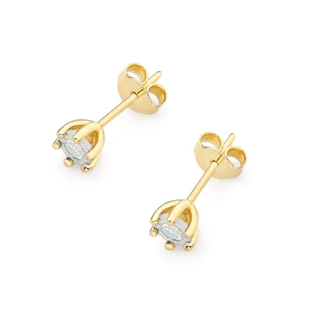 Złote Kolczyki z Diamentami Próba 585 Sztyft