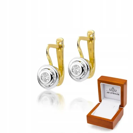 Kolczyki z Diamentami Żółto Białe Złoto Próba 585