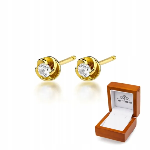 Złote Kolczyki Brylanty 0,20ct Sztyft Próba 585