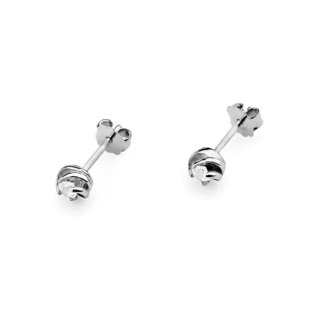 Złote Kolczyki 585 Diamenty 0,16ct Sztyft Prezent