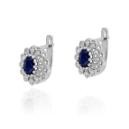 Złote Ekskluzywne 585 Kolczyki Szafir i Diamenty