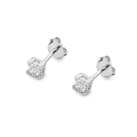 Złote Delikatne 585 Kolczyki z Diamentami Sztyft