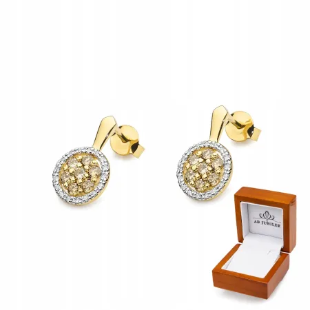 Kolczyki z Diamentami Brązowe Brylanty Próba 585