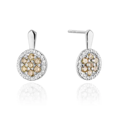 Kolczyki z Diamentami Brązowe Brylanty Próba 585