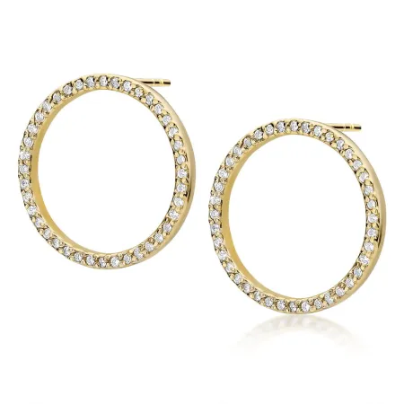 Złote Kolczyki 585 Koła Brylanty 0,40ct Sztyft