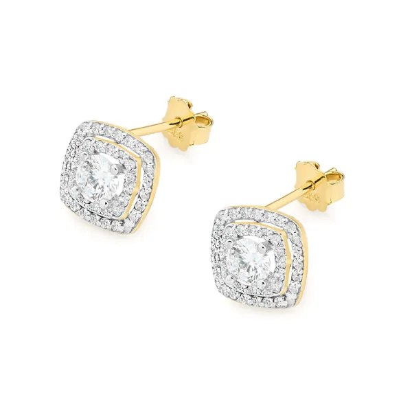 Złote Kolczyki z Brylantami 1,0ct Sztyft Próba 585