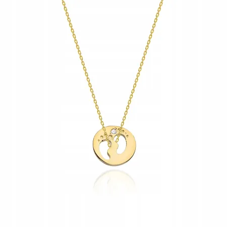 Naszyjnik Celebrytka Stópki Diamenty Białe Złoto