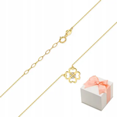 Naszyjnik Celebrytka Koniczynka Diamenty Próba 585