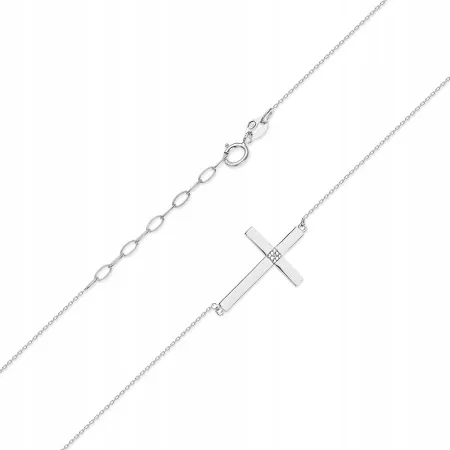 Złoty Naszyjnik Celebrytka 585 Krzyżyk Diamenty