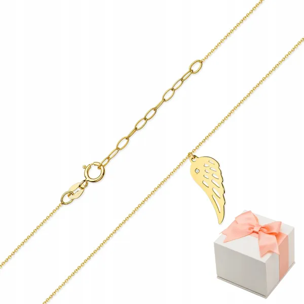 Naszyjnik 585 Celebrytka Skrzydło Anioła Diamenty