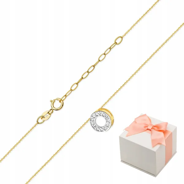 Naszyjnik Celebrytka Kółko Diamenty Próba 585