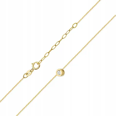 Naszyjnik 585 Celebrytka Kółko Diament Białe Złoto