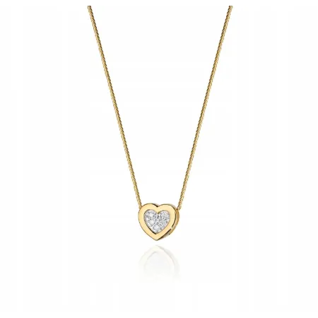 Złoty 585 Naszyjnik Celebrytka Serduszko Brylanty