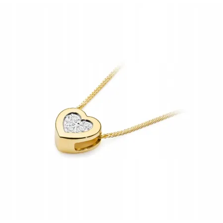 Złoty 585 Naszyjnik Celebrytka Serduszko Brylanty