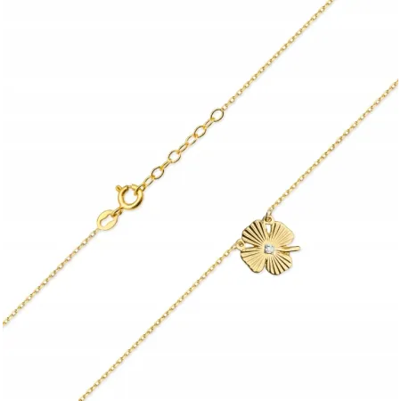 Naszyjnik 585 Celebrytka Koniczynka z Diamentem