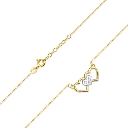 Zlote Naszyjnik 585 Celebrytka Serduszka Diamenty
