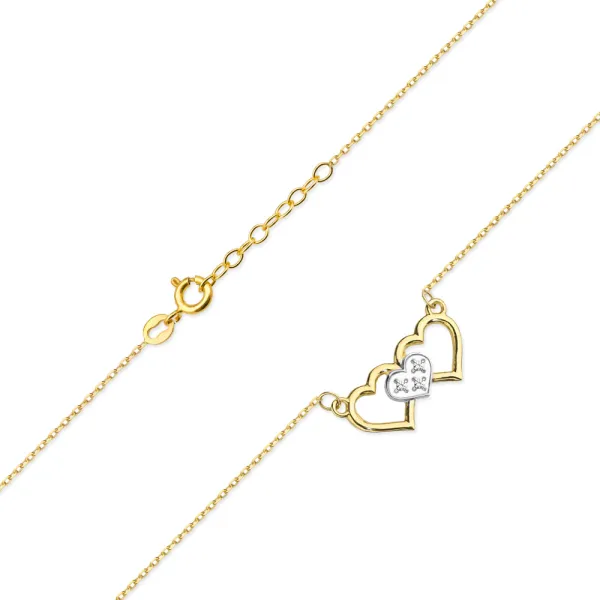 Zlote Naszyjnik 585 Celebrytka Serduszka Diamenty