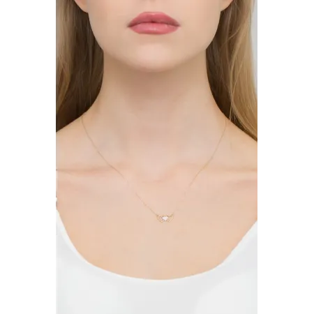 Zlote Naszyjnik 585 Celebrytka Serduszka Diamenty