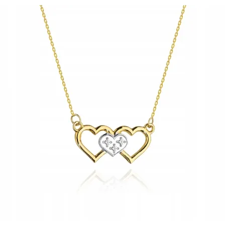 Zlote Naszyjnik 585 Celebrytka Serduszka Diamenty