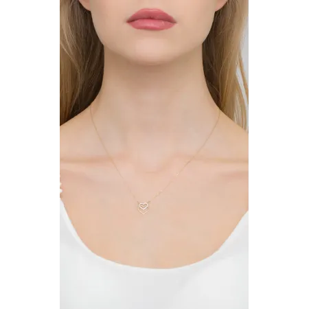 Naszyjnik Celebrytka Serduszka Diamenty Próba 585