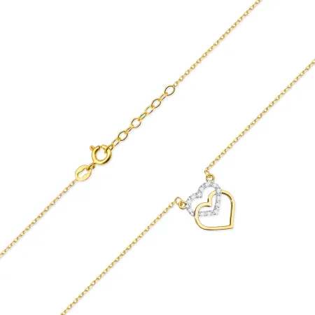 Naszyjnik Celebrytka Serduszka Diamenty Próba 585