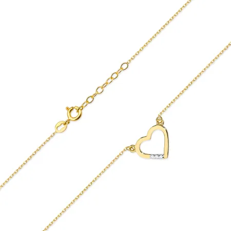 Złoty Naszyjnik 585 Celebrytka Serce Brylanty