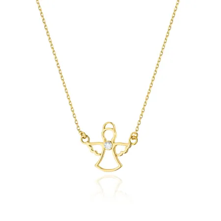 Celebrytka 585 z Aniołkiem i Brylantem Żółte Złoto