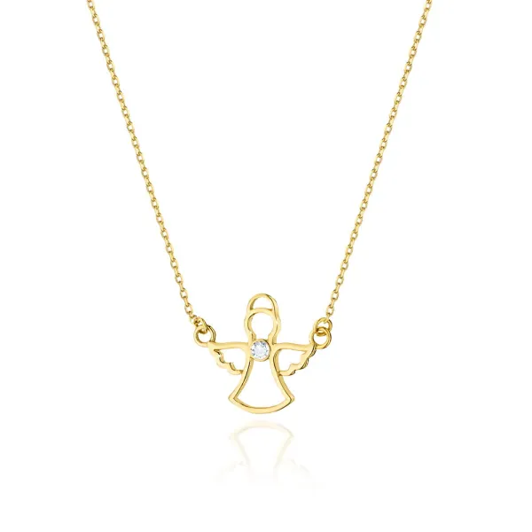 Celebrytka 585 z Aniołkiem i Brylantem Żółte Złoto