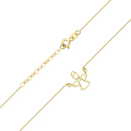 Celebrytka 585 z Aniołkiem i Brylantem Żółte Złoto