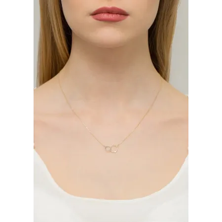 Celebrytka 585 Żółto Białe Złoto Kółeczka Brylant