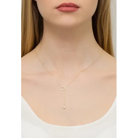 Naszyjnik Celebrytka Serce Perła Brylant Próba 585