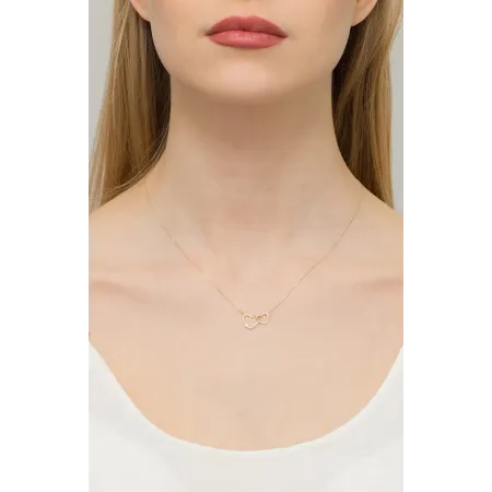 Złota 585 Celebrytka Dwa Serduszka z Brylantem