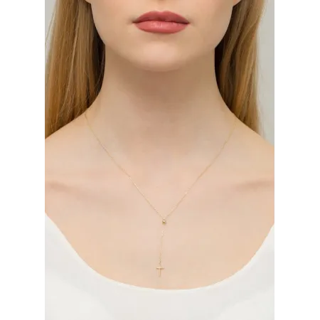 Złoty Naszyjnik z Krzyżykiem i Brylantem Próba 585