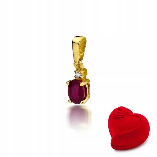 ZŁOTA ZAWIESZKA RUBIN I BRYLANT PRÓBA 585