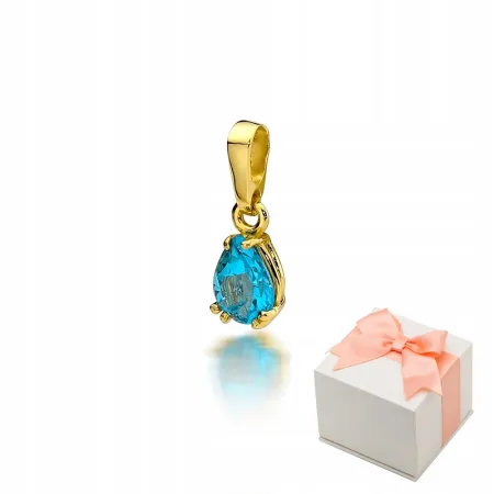 ZŁOTA 585 ZAWIESZKA Z TOPAZEM NA PREZENT